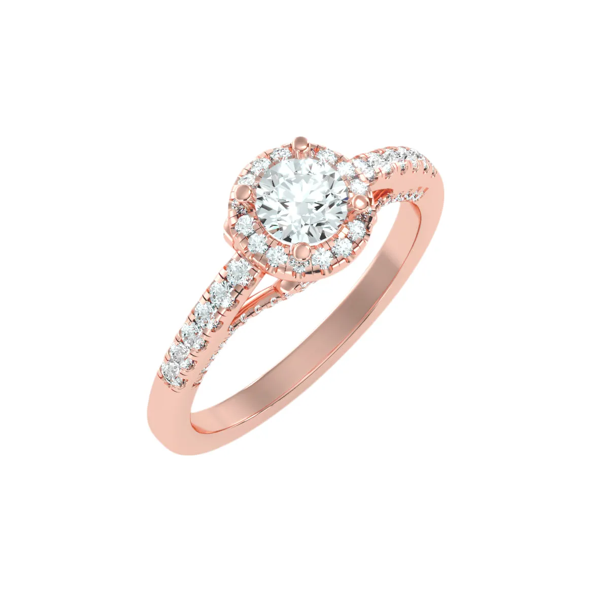 0.97 Carat Diamond 14K Rose Gold Engagement Ring