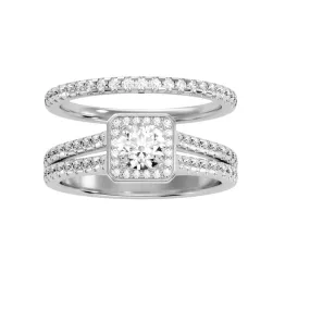 1.21 Carat Diamond 14K White Gold Engagement Ring and Wedding Band