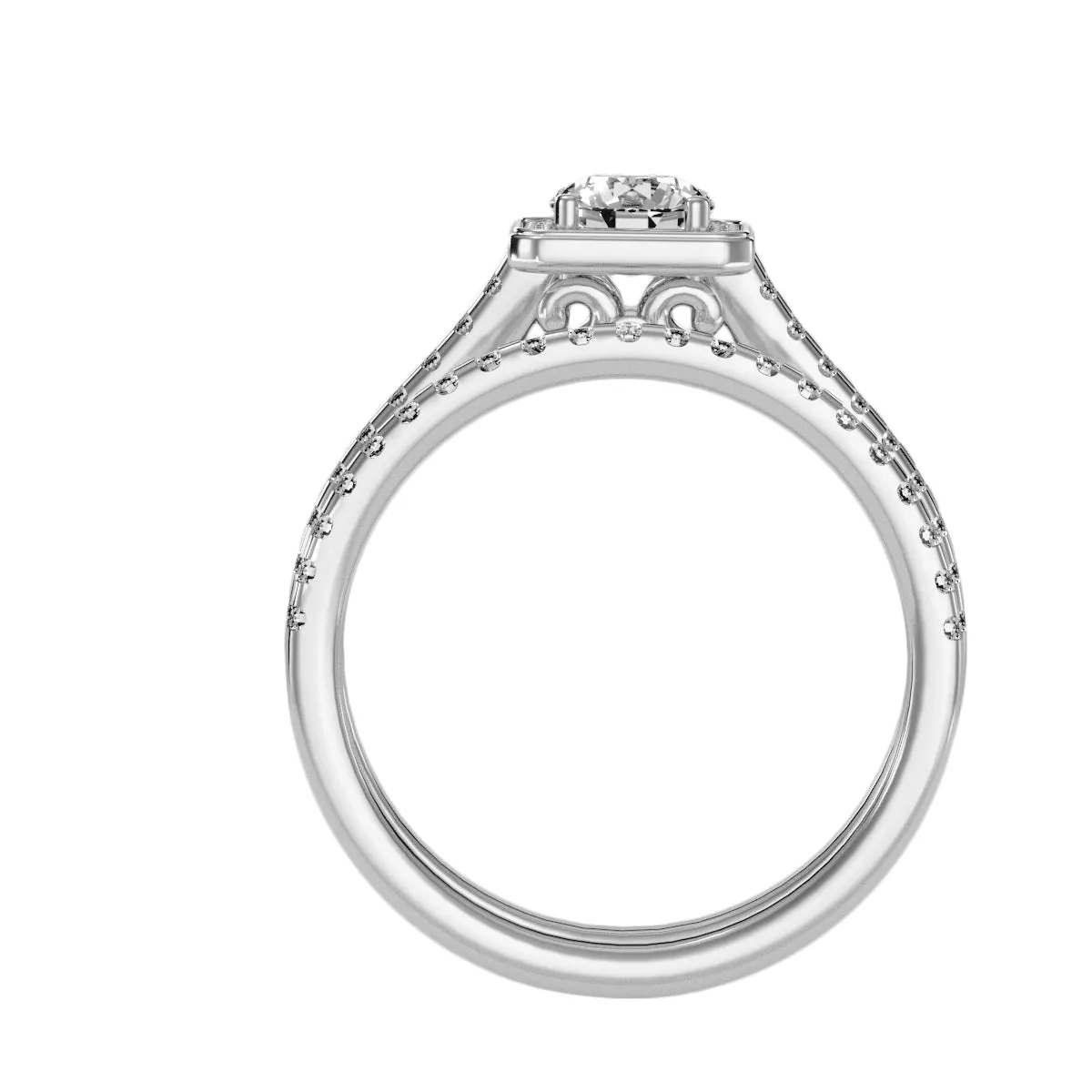 1.21 Carat Diamond 14K White Gold Engagement Ring and Wedding Band