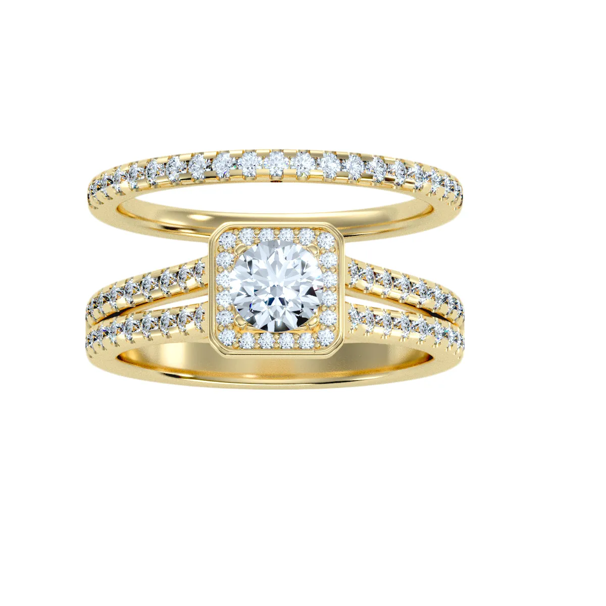 1.21 Carat Diamond 14K Yellow Gold Engagement Ring and Wedding Band