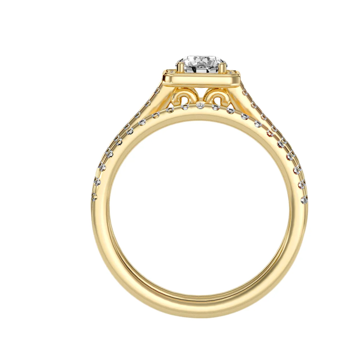 1.21 Carat Diamond 14K Yellow Gold Engagement Ring and Wedding Band