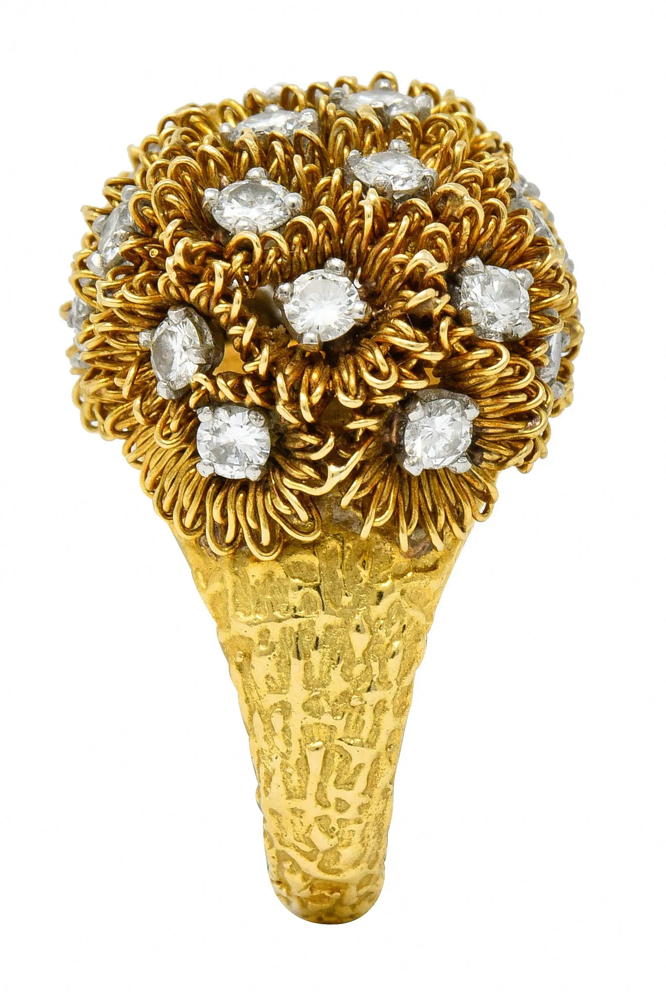 1960's Cartier France 2.50 CTW Diamond 18 Karat Gold Floral Bouquet Ring