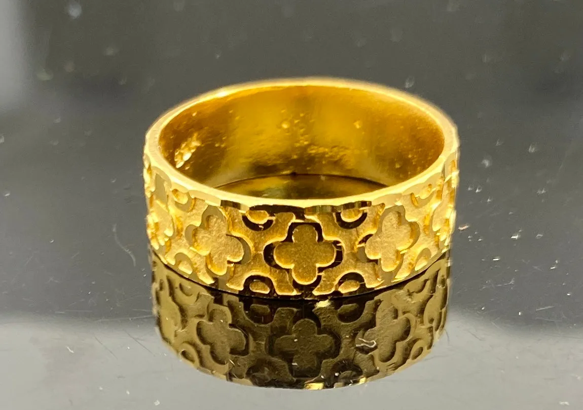 22k Ring Solid Gold Ladies Floral Design with Matt and Shiny Finish R2897