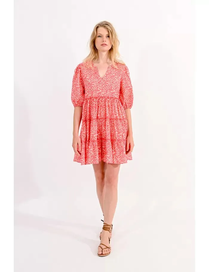 434- Coral Cotton Dress - Molly Bracken