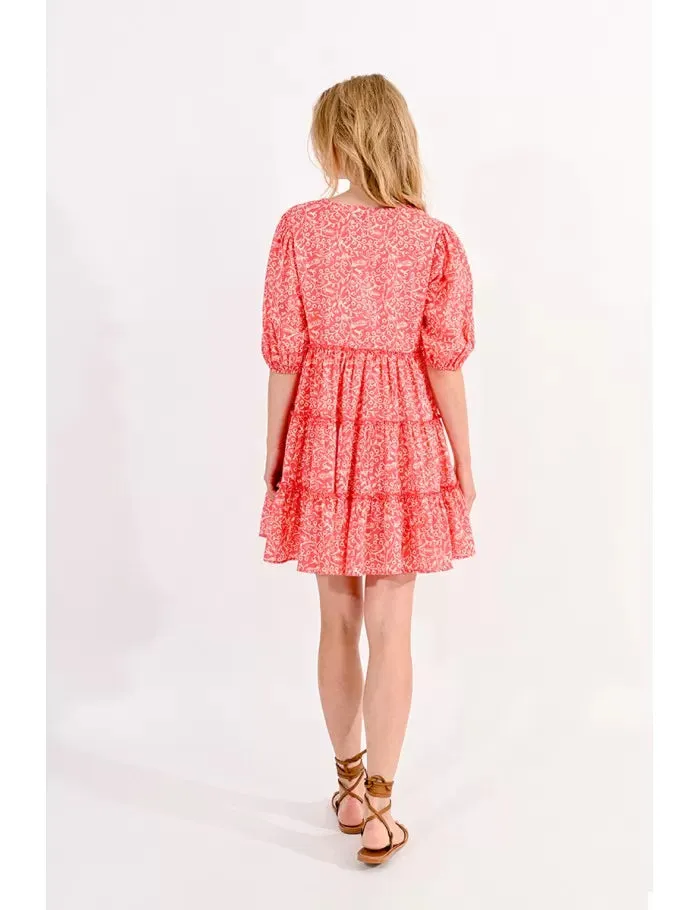 434- Coral Cotton Dress - Molly Bracken