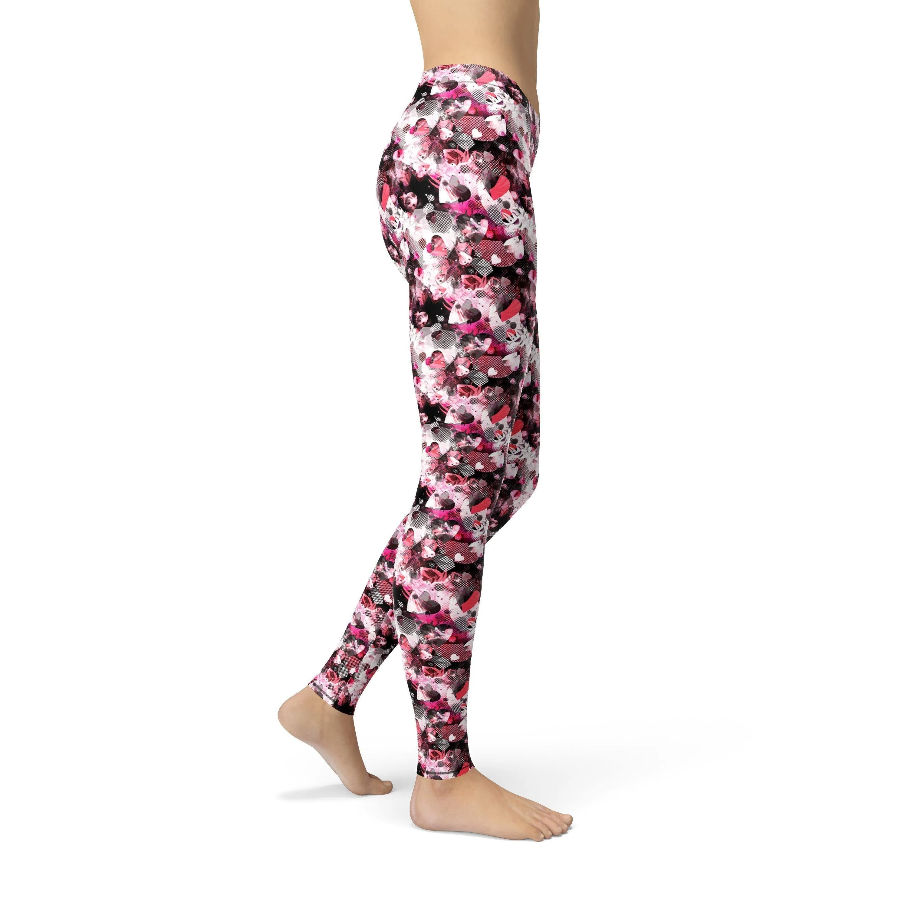 Avery Red Pink Hearts Leggings