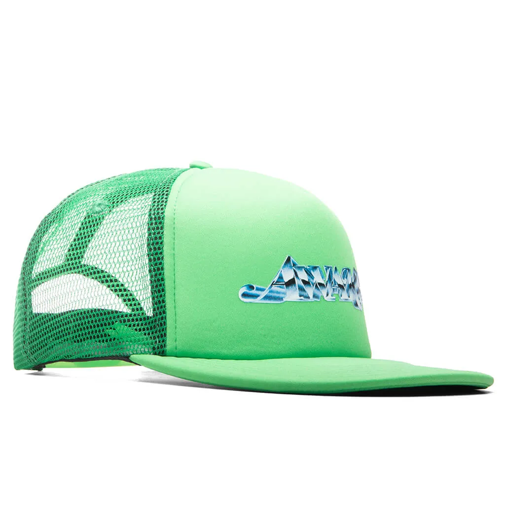 Awake Chrome Trucker Hat - Lime