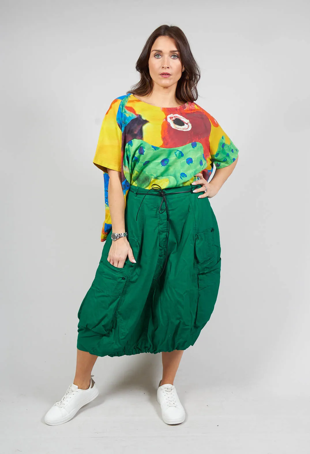 Balloon Style Skirt with Drawstring in Green