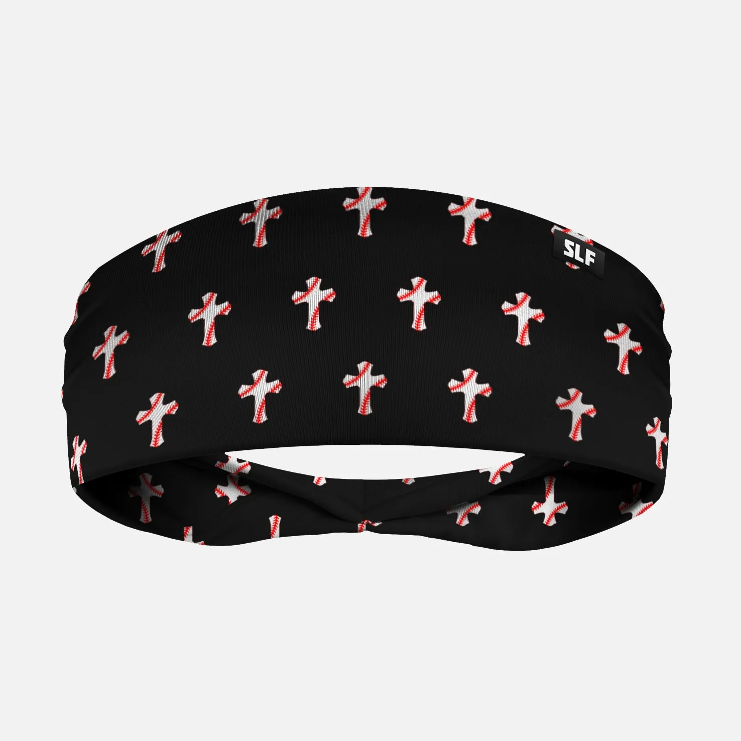 Baseball Cross Pattern Black Headband