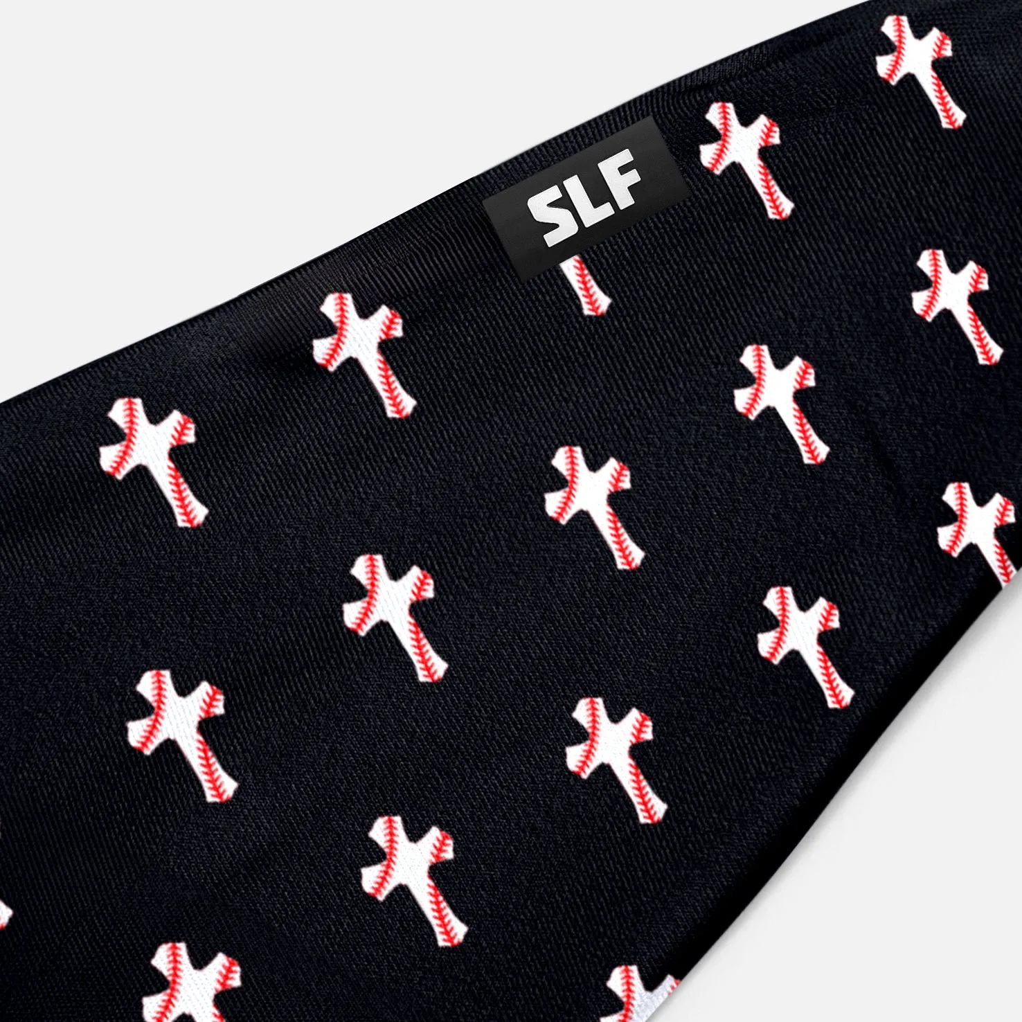 Baseball Cross Pattern Black Headband