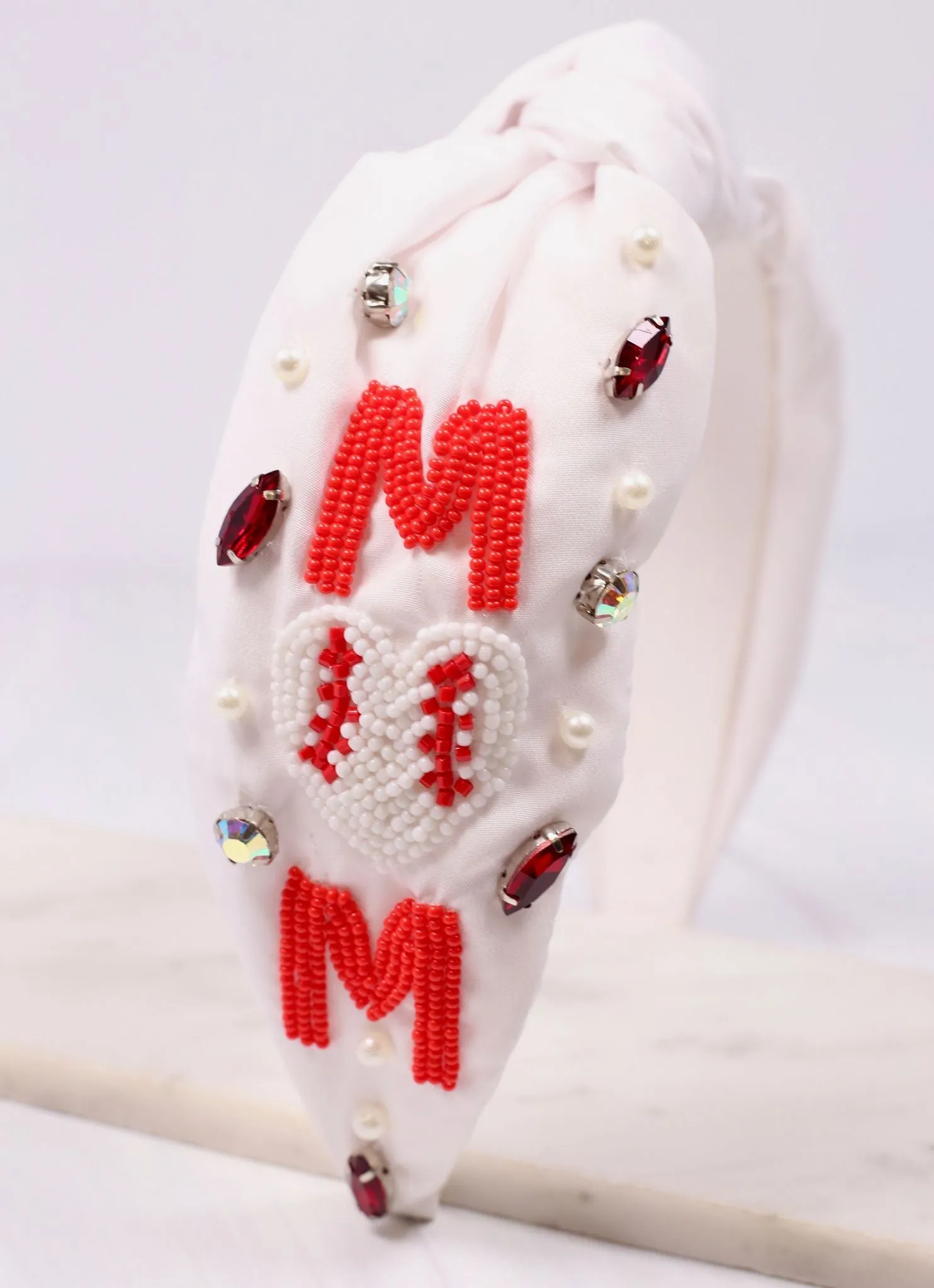 Baseball Mom Headband WHITE