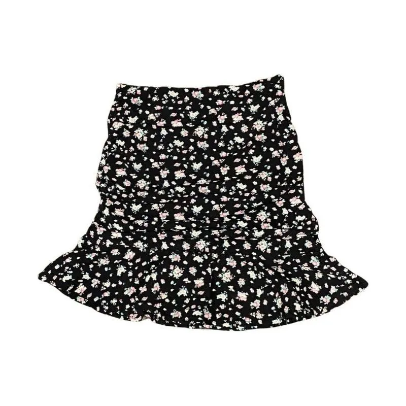 Black Floral Mini Skirt