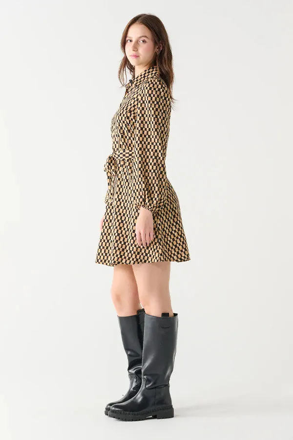 Black Tape Printed Shirt Dress