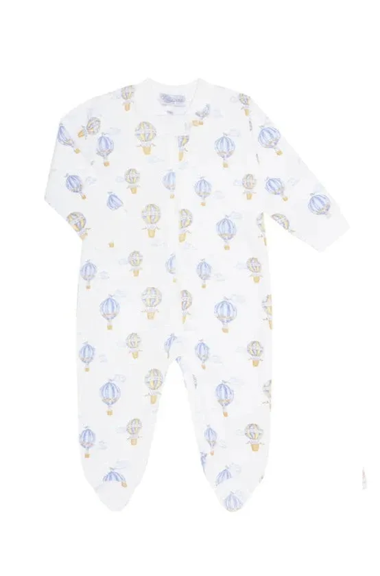 Blue Balloons Print Zipper Footie