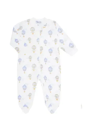 Blue Balloons Print Zipper Footie