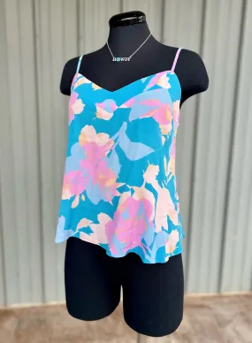 Blue Floral Tank Top