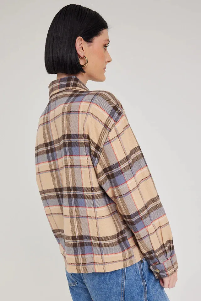 Brixton Bowery Flannel - Sesame/Flint Blue