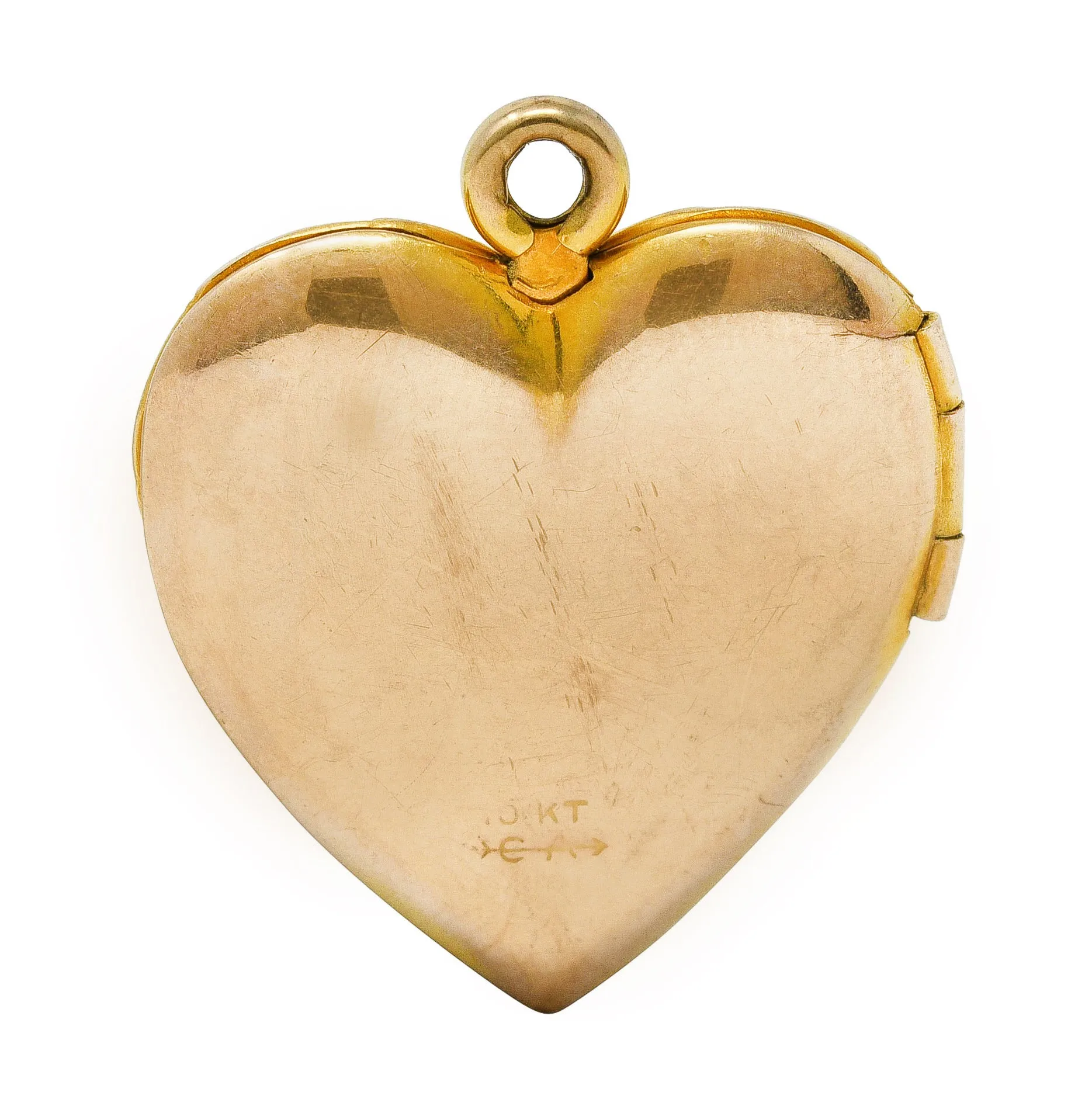 Carl Art Inc 1950's 10 Karat Gold Floral Heart Locket Pendant