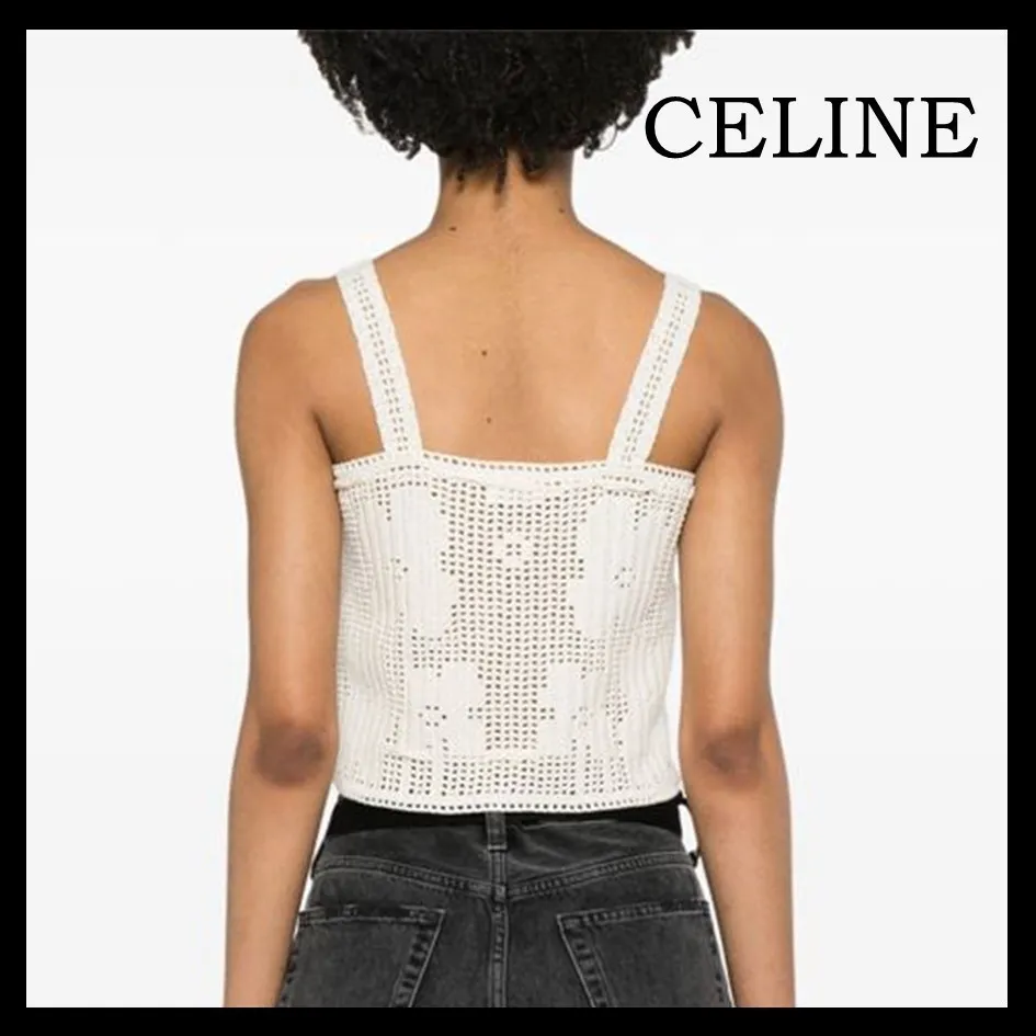 CELINE  |crop top in floral crocheted cotton