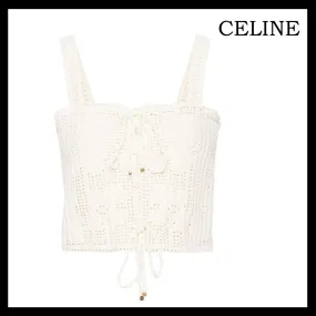 CELINE  |crop top in floral crocheted cotton