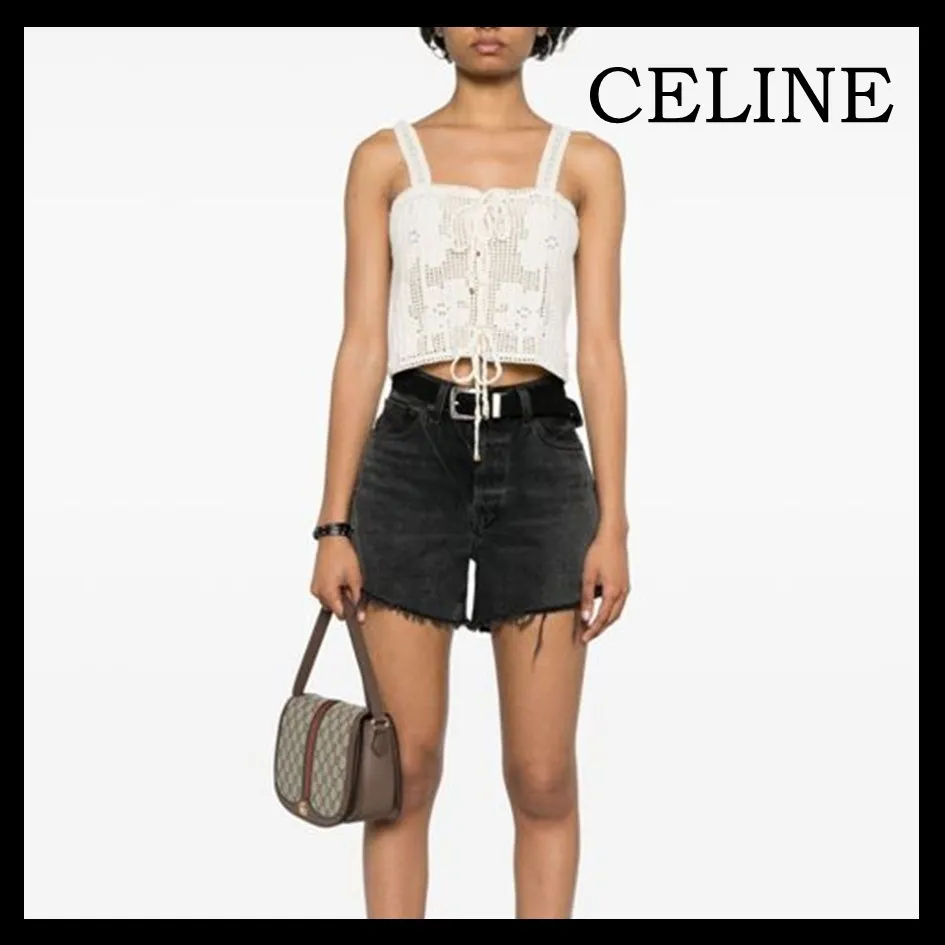 CELINE  |crop top in floral crocheted cotton