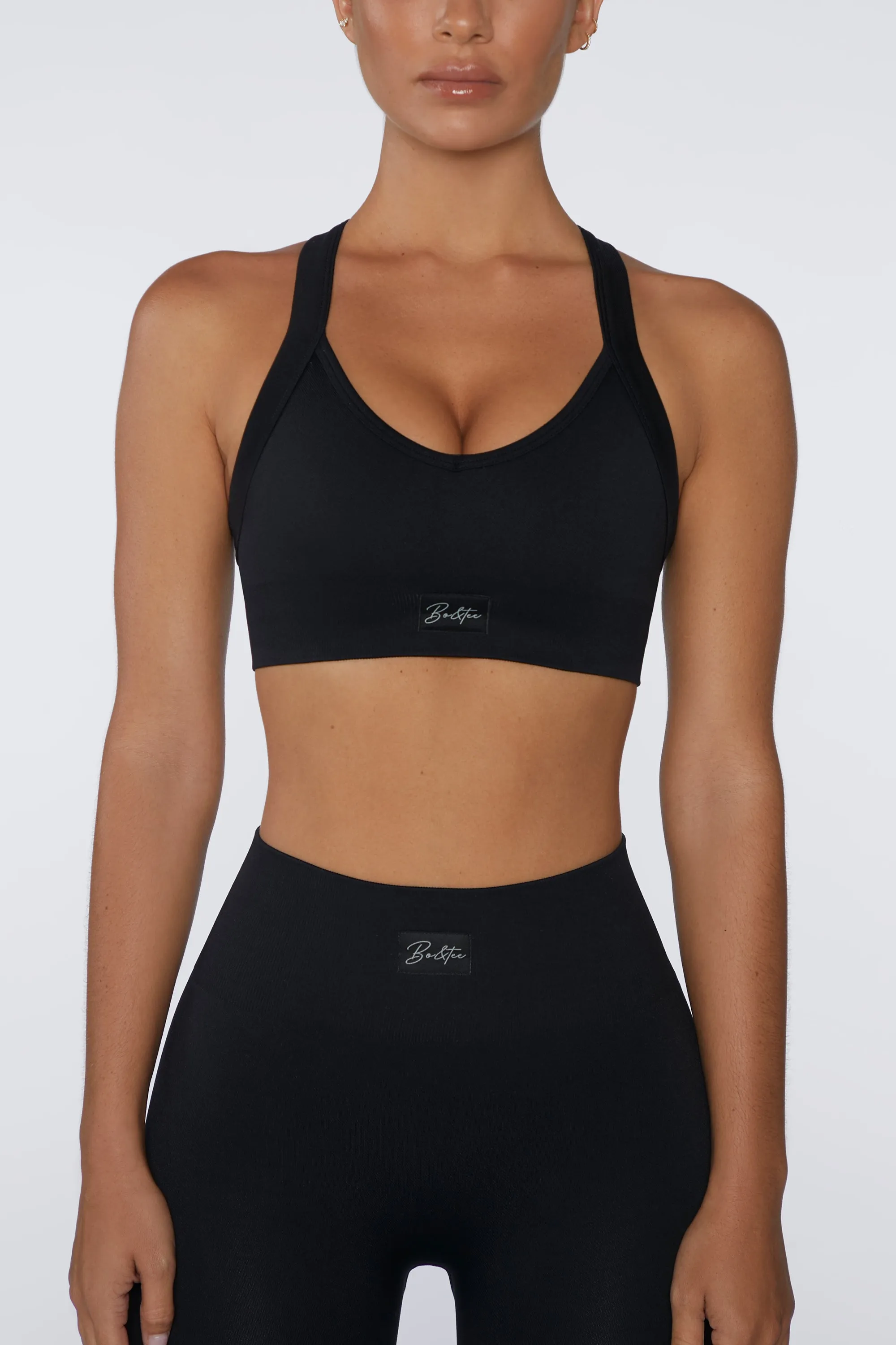 Cross Back Sports Bra in Black