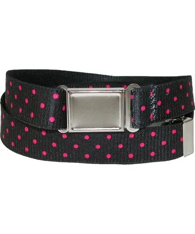 CTM Women's Plus Size No Show Buckle Stretch Belt with Polka Dots