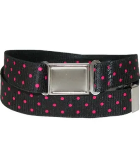 CTM Women's Plus Size No Show Buckle Stretch Belt with Polka Dots