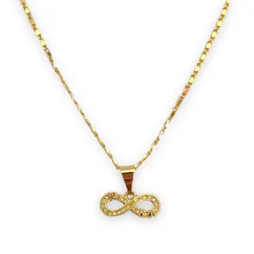 Cz infinity 18k of gold plated chain necklace