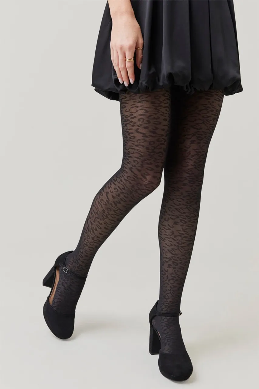 Dawn Leopard Print Sheer Tights