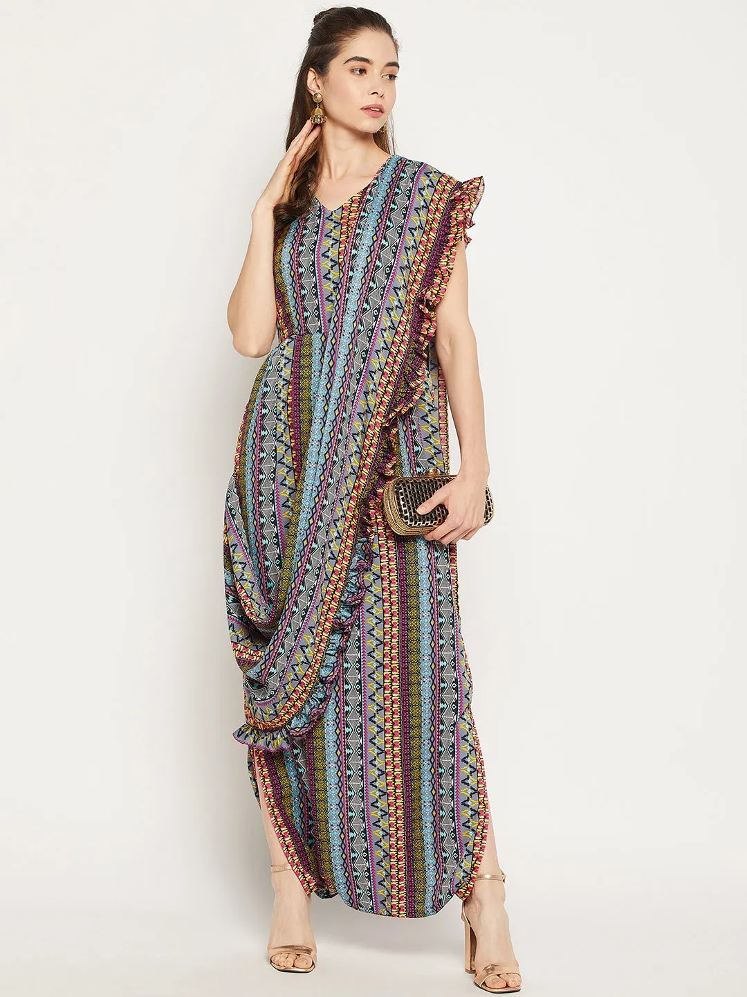 Dhoti Jumpsuit with Attached Dupatta