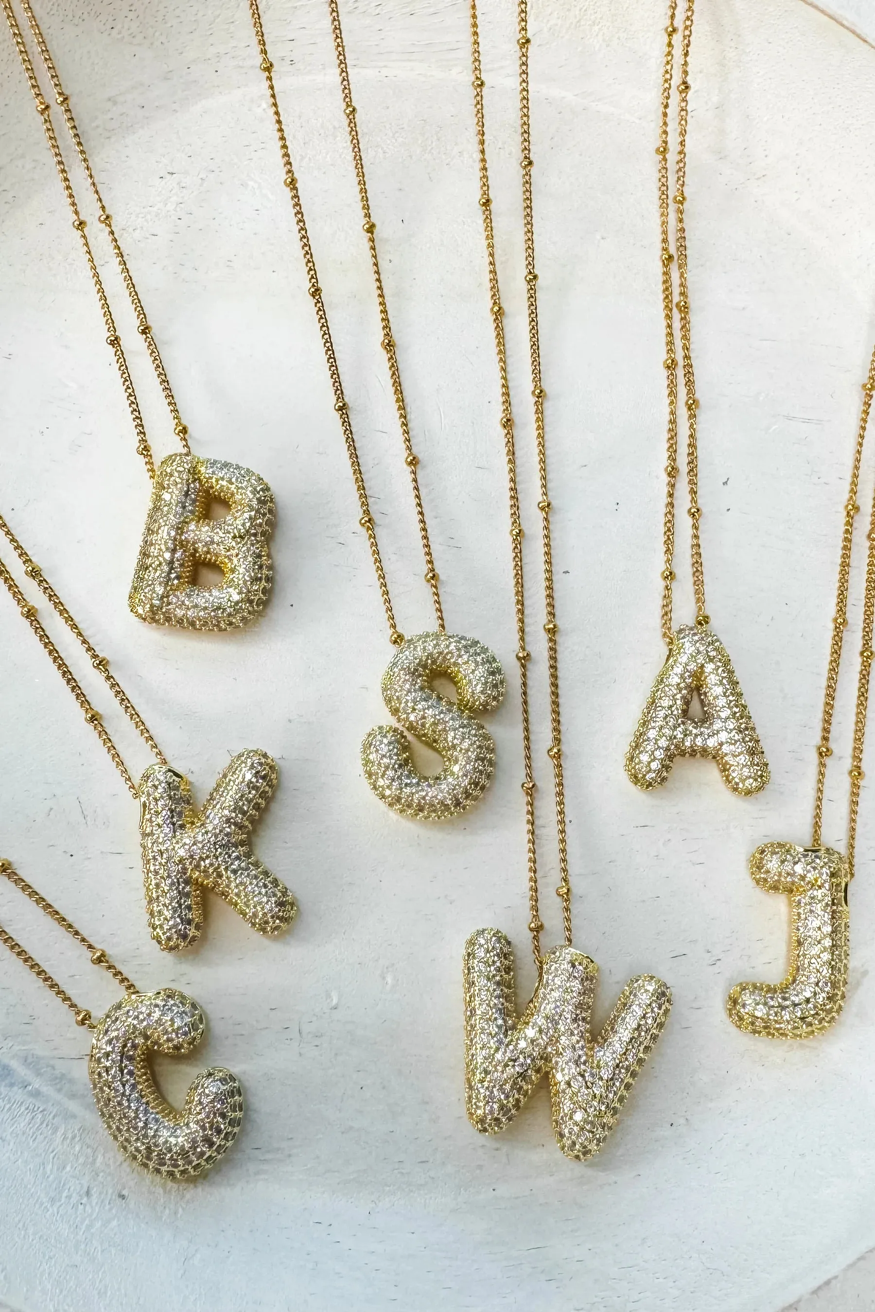 Diamond Bubble Letter Necklace