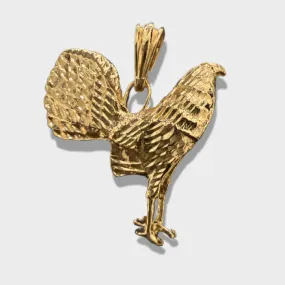 Diamond cut gold roosters pendant in 18k of gold layering