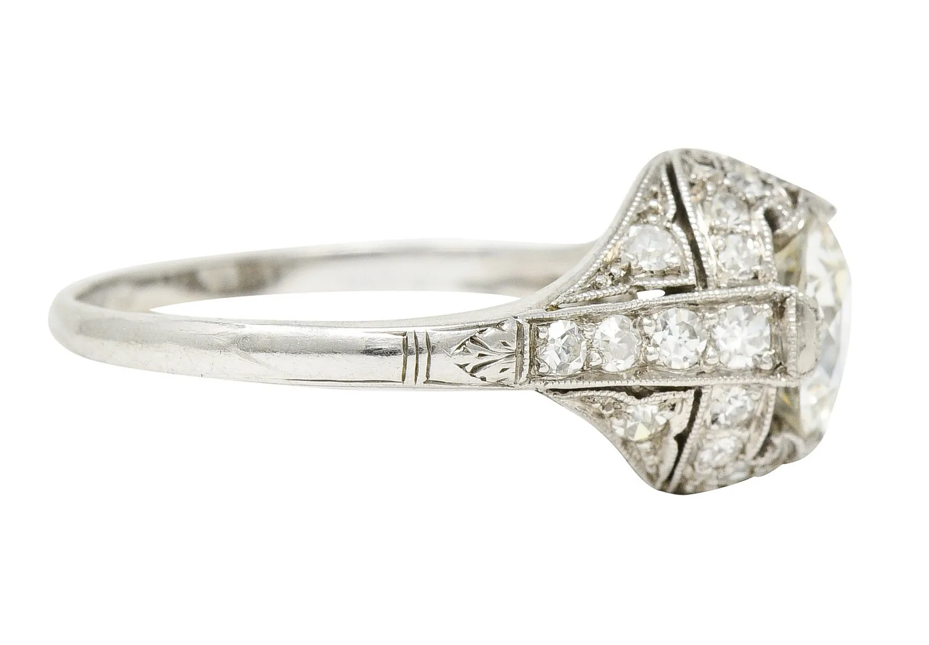 Edwardian 1.75 CTW Diamond Platinum Floral Engagement Ring