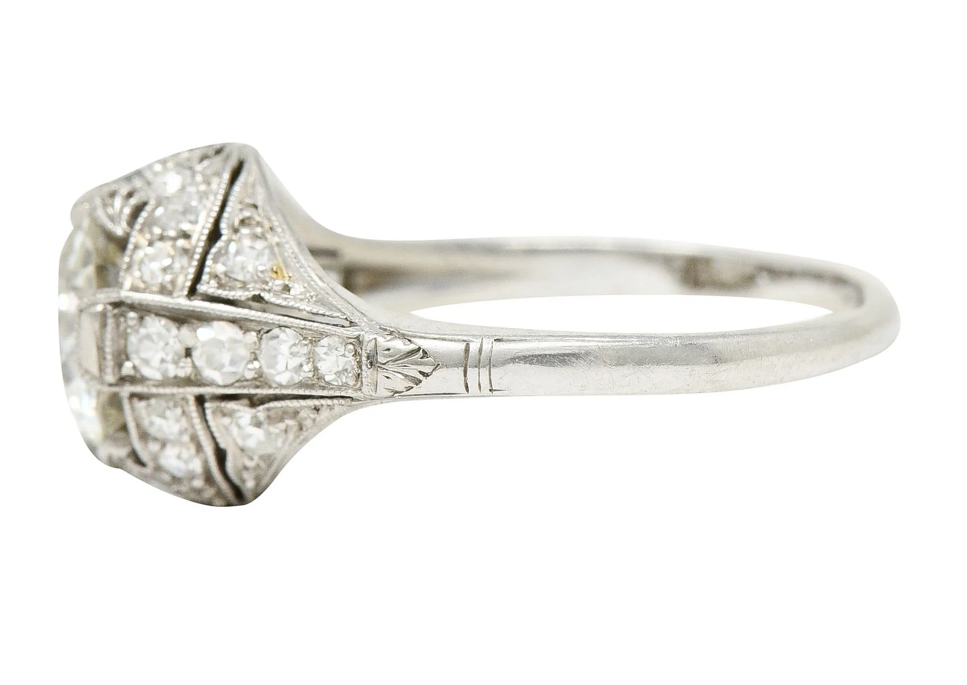 Edwardian 1.75 CTW Diamond Platinum Floral Engagement Ring