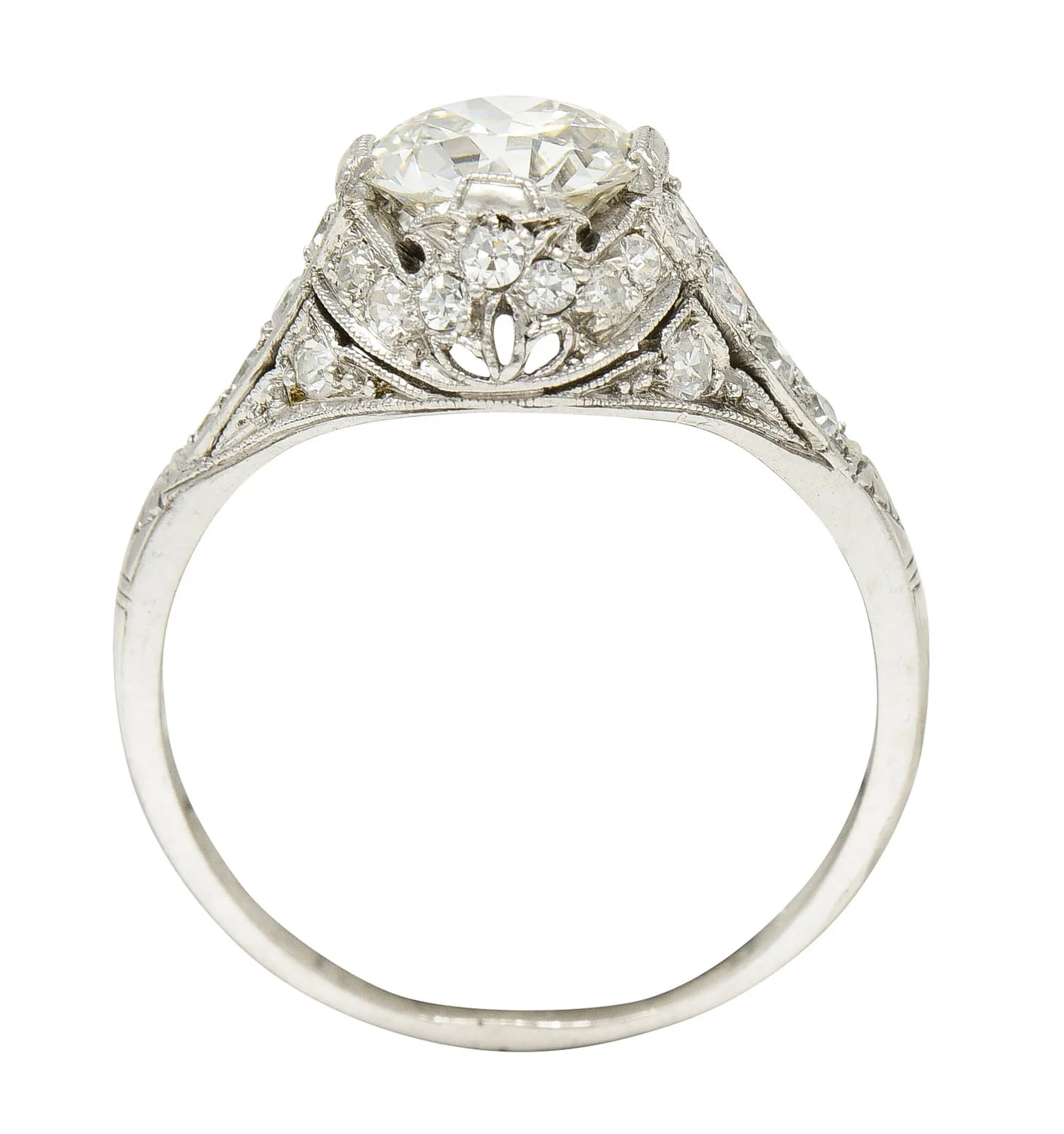 Edwardian 1.75 CTW Diamond Platinum Floral Engagement Ring