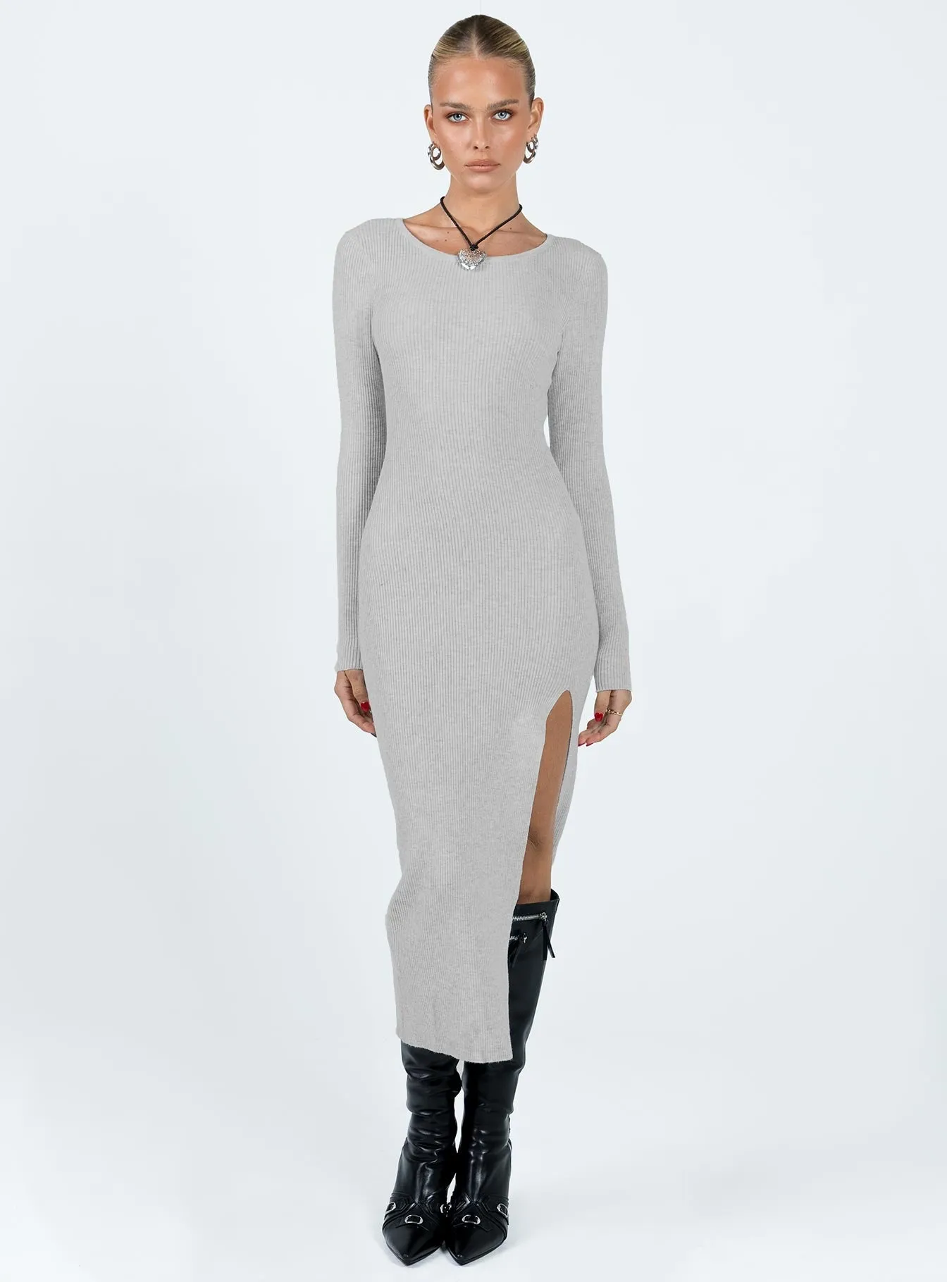 Fitro Long Sleeve Maxi Dress Grey