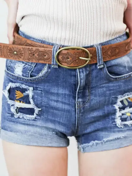 Floral Etched Belt