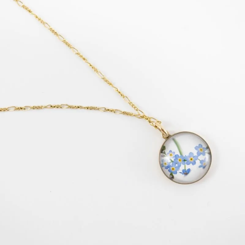 Forget-Me-Not Glass Photography Necklace in Gold-Fill