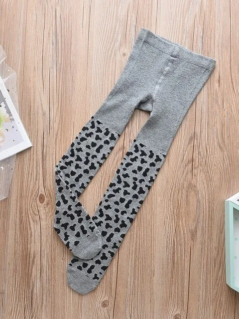 Girls Cotton Leopard Print Tights