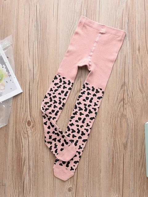 Girls Cotton Leopard Print Tights