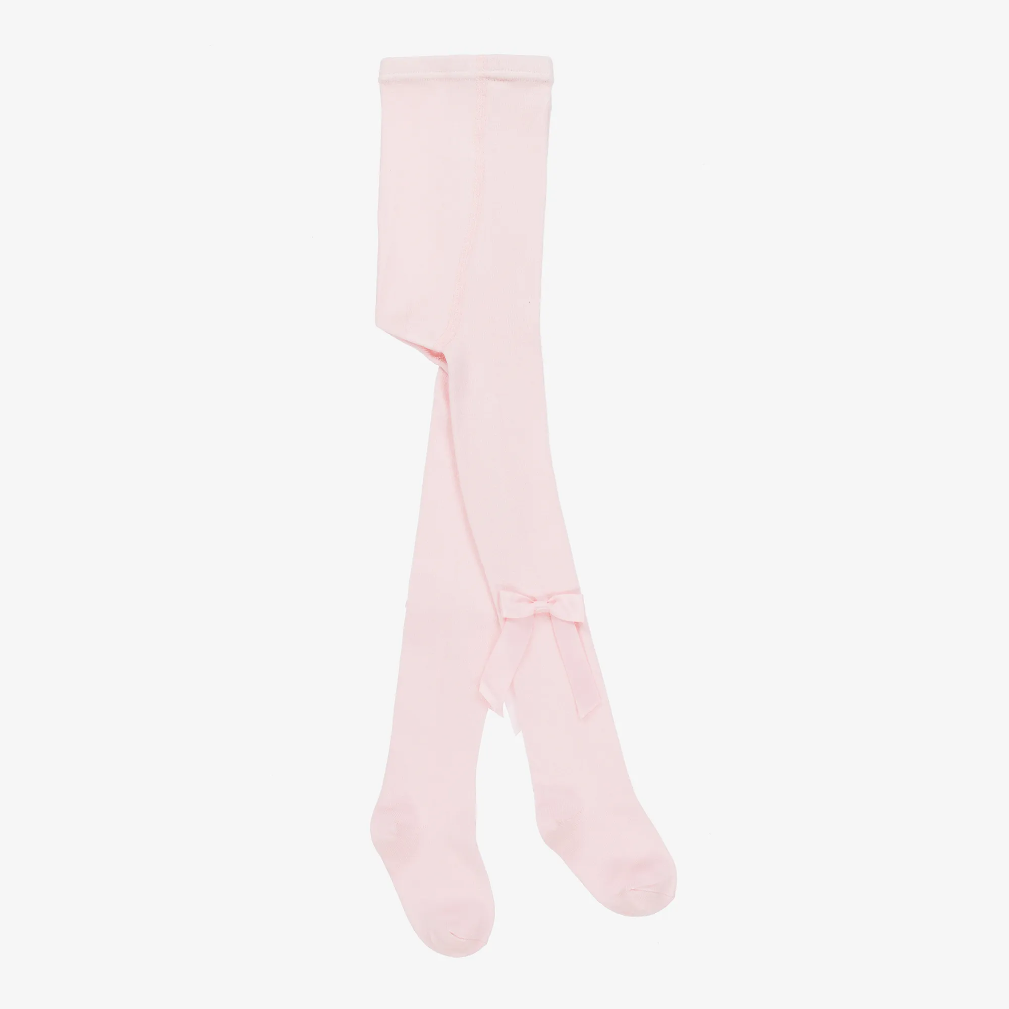 Girls Pink Cotton Bow Tights 