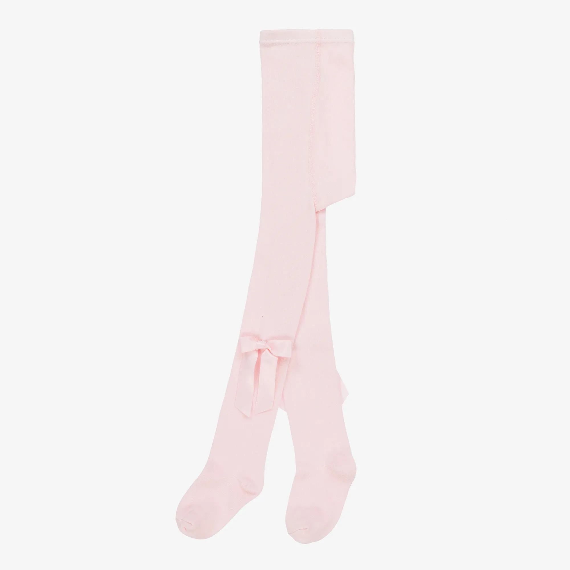 Girls Pink Cotton Bow Tights 