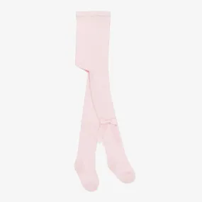 Girls Pink Cotton Bow Tights 