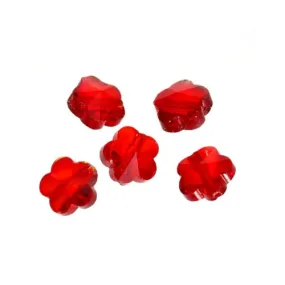 Glass Beads, Flower, Faceted, Transparent, Plum Blossom, Red, 10mm