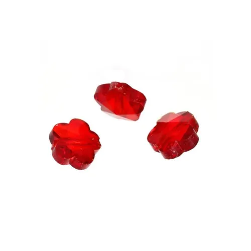 Glass Beads, Flower, Faceted, Transparent, Plum Blossom, Red, 10mm