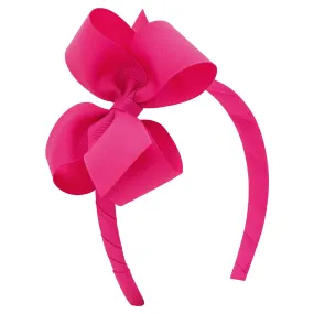 Grosgrain Bow Headband - Shocking Pink