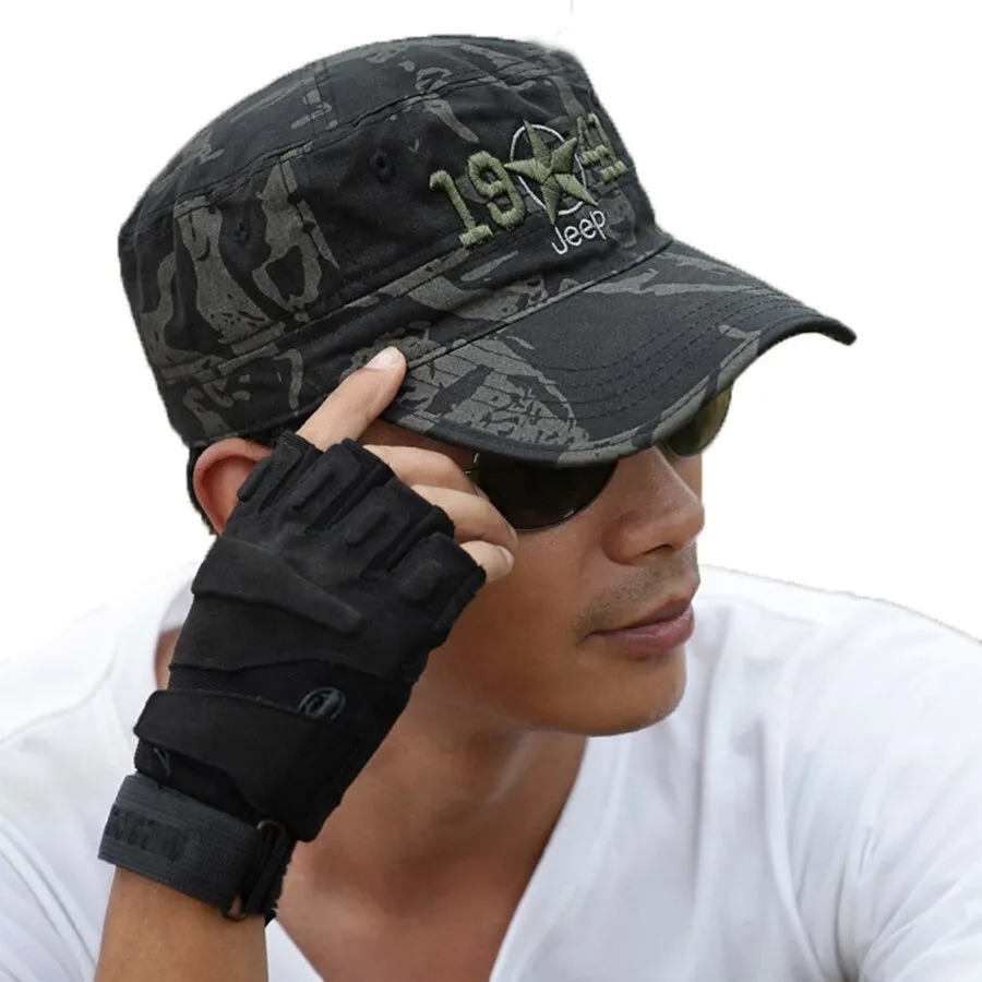 Handsome Cotton Military Camouflage Hat with Falcon Base for Men