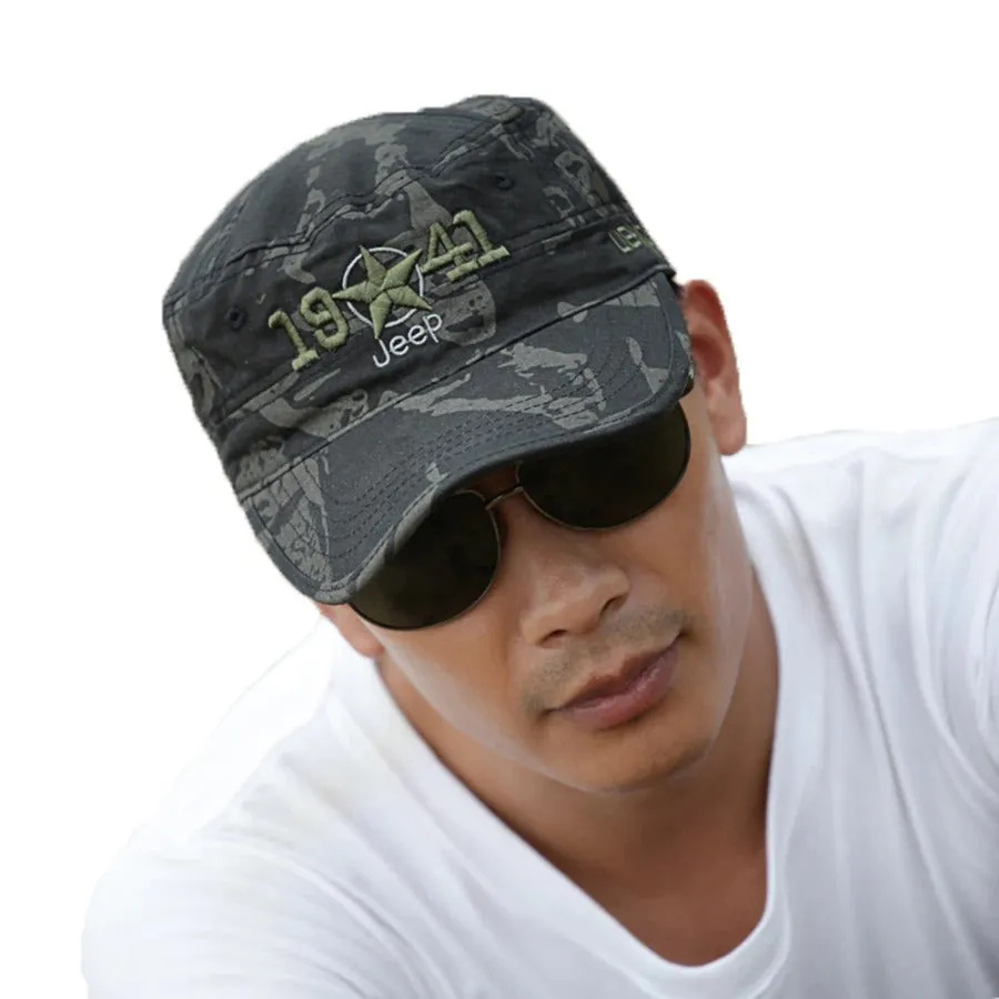 Handsome Cotton Military Camouflage Hat with Falcon Base for Men