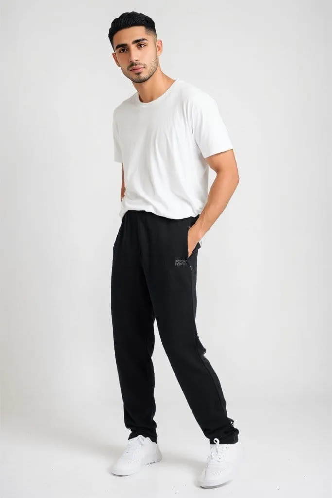 INSPORT MEN'S ASPEN BLACK TRACKPANTS (OPEN LEG)